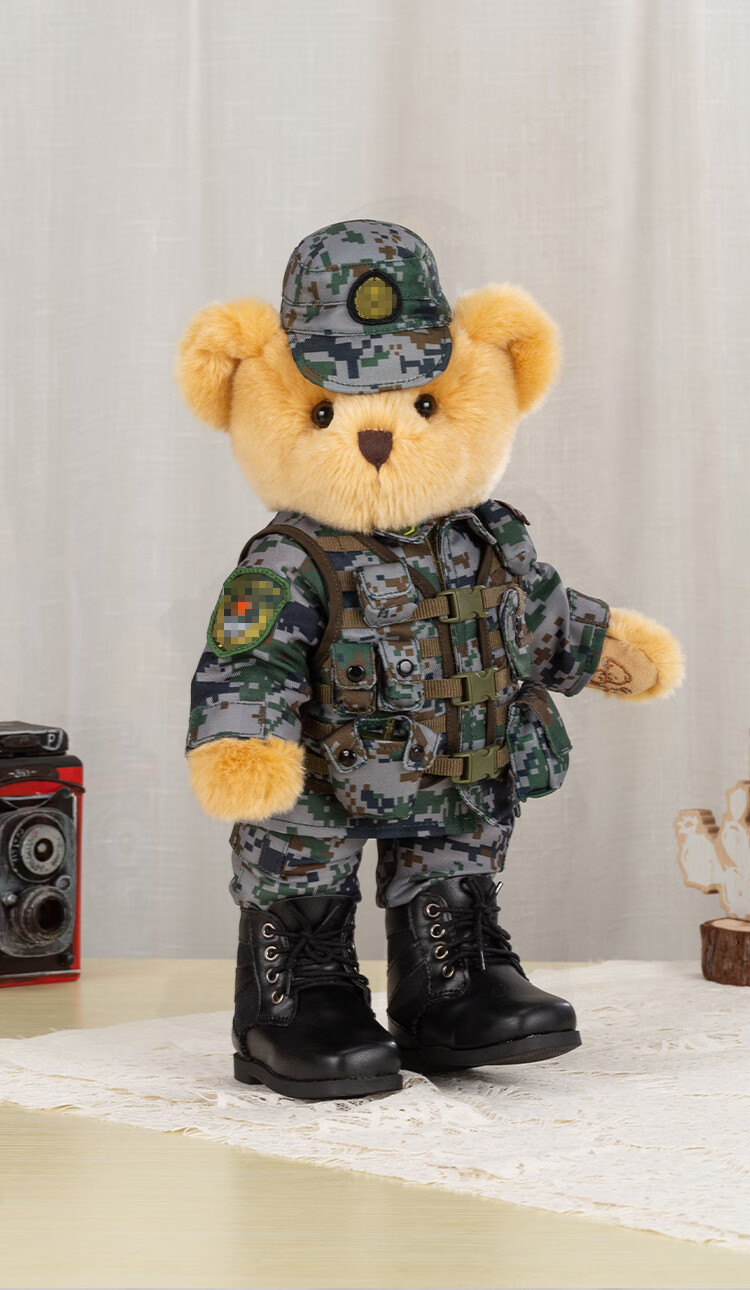 熊之家军人公仔玩偶毛绒形象玩偶关节可调动送战友送老兵老公男朋友