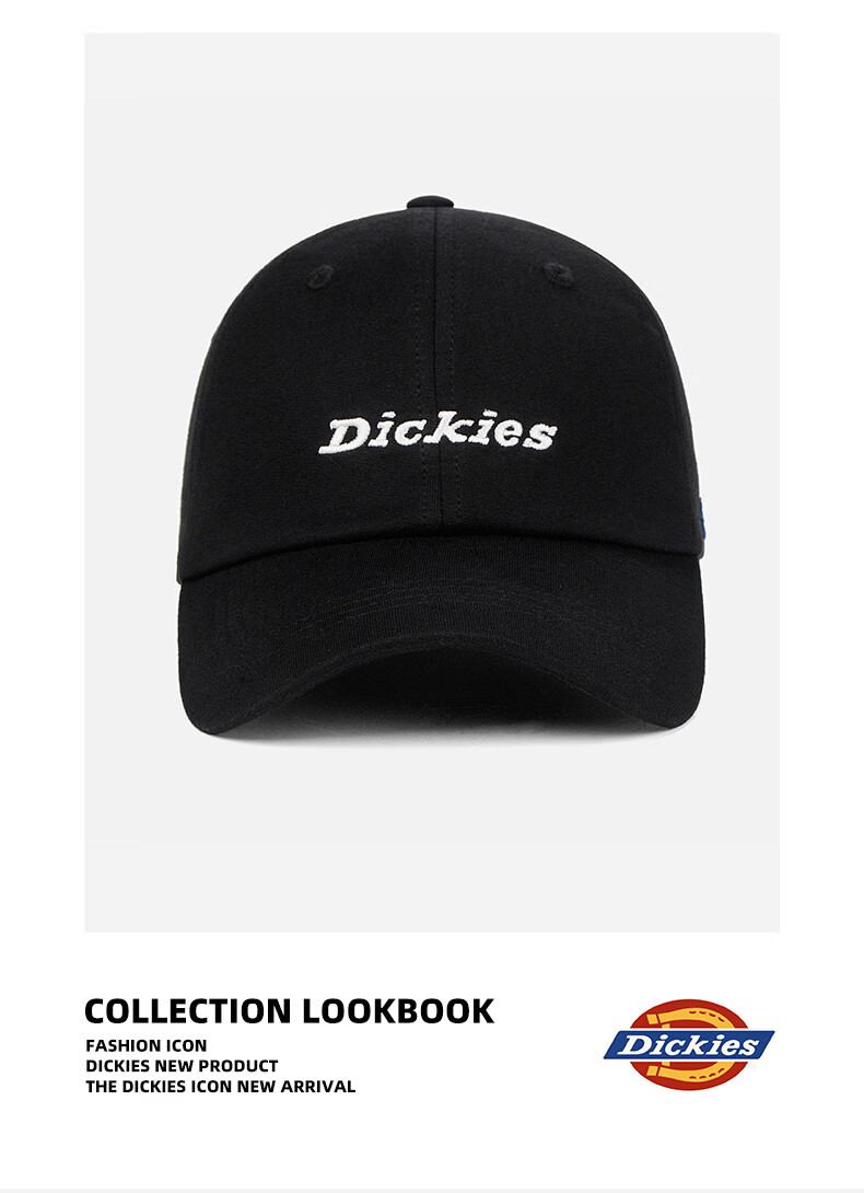 Dickies Cotton Soft Top Baseball Cap Unisex Couple Style Slim Face Duckbill Hat American Sunshade Embroidered Black 5