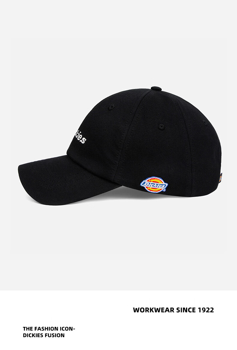 Dickies Cotton Soft Top Baseball Cap Unisex Couple Style Slim Face Duckbill Hat American Sunshade Embroidered Black 6