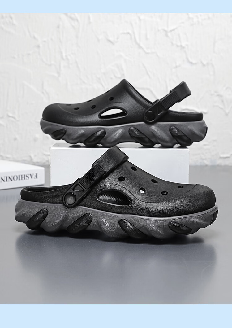 CARTELO Summer Men's Casual Outdoor Sandals New Hollow Sports Beach Shoes JS02 Black Size 44-45 24