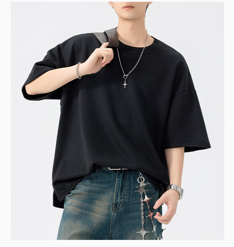 Fingercroxx IT Men's Summer Casual Basic Cotton T-Shirt, Trendy Loose Fit Short Sleeve Crew Neck Top, White, M 26