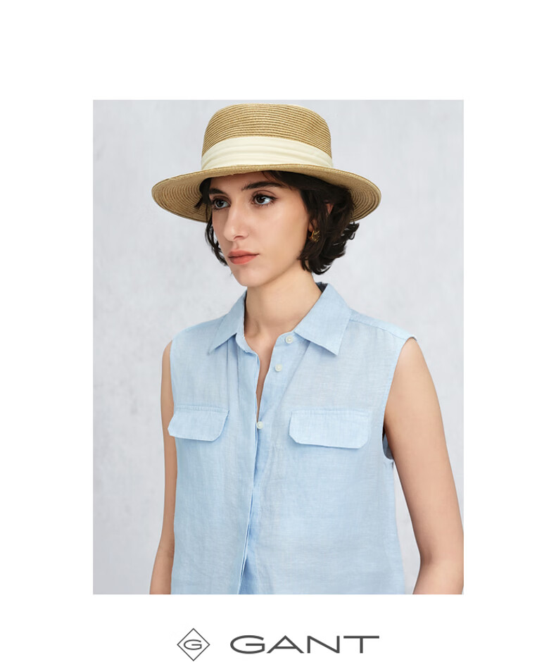 GANT Women's Spring Summer Pure Linen Striped Solid Vintage Coin Style Shirt 455-Blue S 4