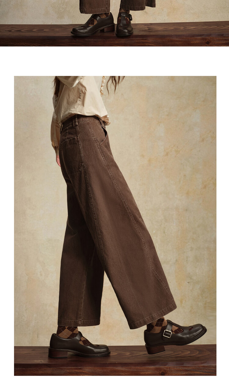 Giordano Designer Women's 2026 Pure Cotton Washed High-Waist Cropped Wide-Leg Jeans 18415915 10