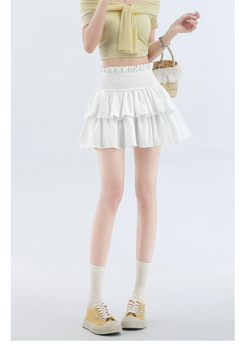 Langsha Ballet Short Skirt Women's Summer New Elastic Waist A-Line Pleated Lace Ruffled Puff Skirt Fashion Sweet Style 12