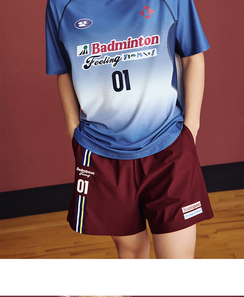 KUMPOO (KUMPOU) Badminton Short-Sleeve Quick-Dry Top, T-Shirt, Crying Center Co-Branded Competition Uniform, ACT261610-White, Size M 23