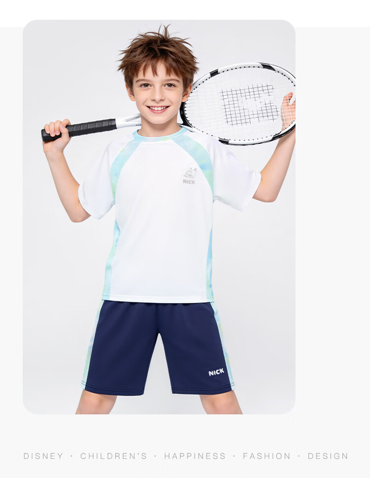 Disney Boys Quick-Dry Summer Set 2026 Sun Protection Ice Silk Mesh Short Sleeve T-Shirt and Shorts Two-Piece Set Navy Blue Size 130 18