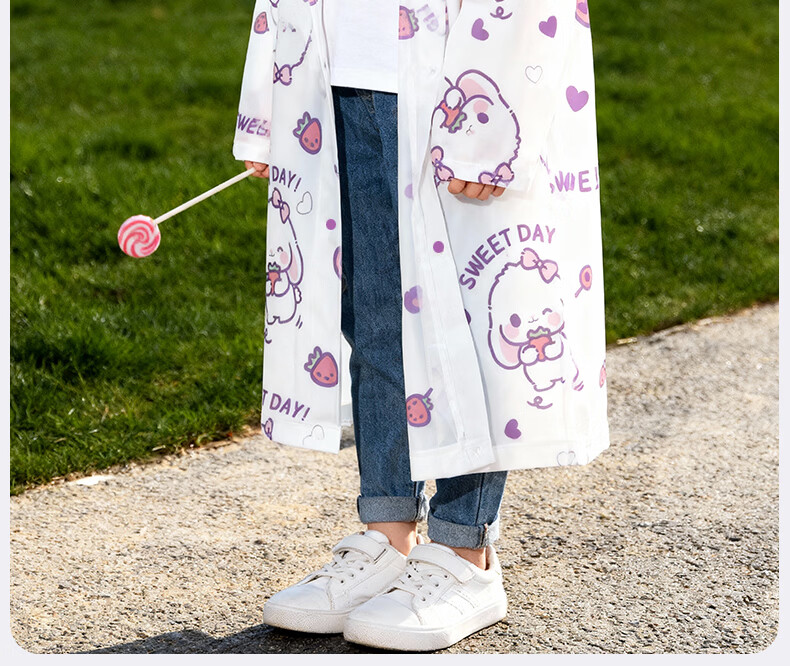 Yucheng Kids Raincoat Cartoon Print Elementary School Children Kindergarten Travel Portable Disposable Long Thickened Full-body Rain Poncho 19