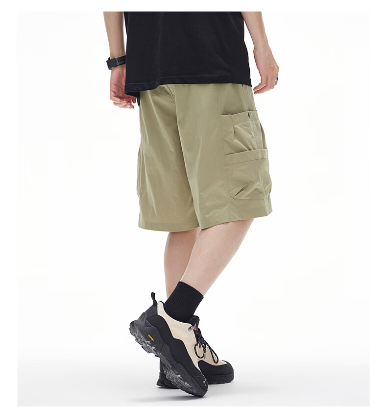 Fingercroxx IT Quick-Dry Work Shorts Men 2026 Summer Thin Loose Fit Casual Five-Point Pants Apricot M 15