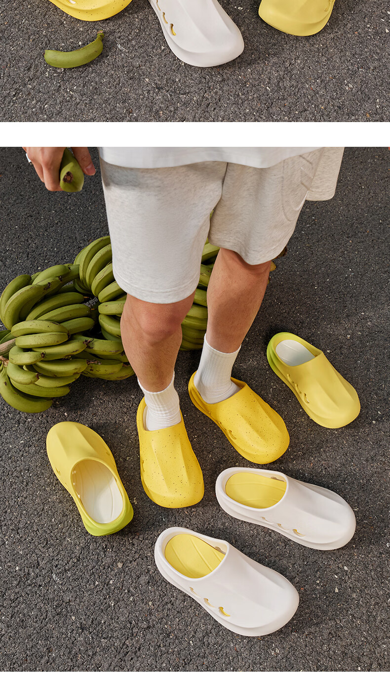 VEIDOORN Banana Slippers Trendy Breathable Hole Shoes Unisex Thick Sole Beach Shoes Black Banana Skin Size 36-37 15