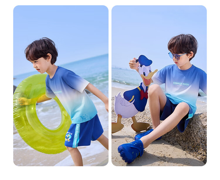 Disney Boys' Crew Neck Short Sleeve T-Shirt Summer Breathable Kids' Gradient Green Tee 140cm 11