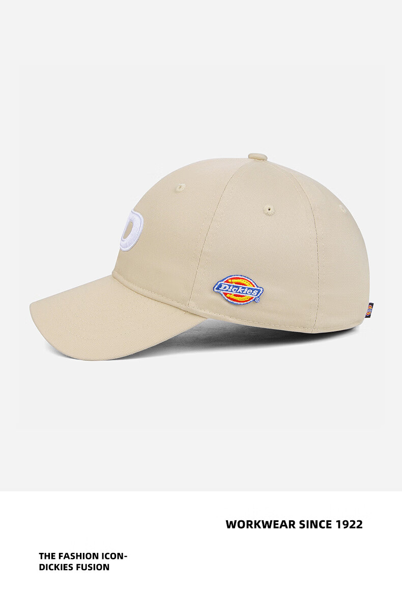 Dickies American Letter Embroidered Baseball Cap Unisex Slim Face Soft Top Sunshade Visor Hat Black 17