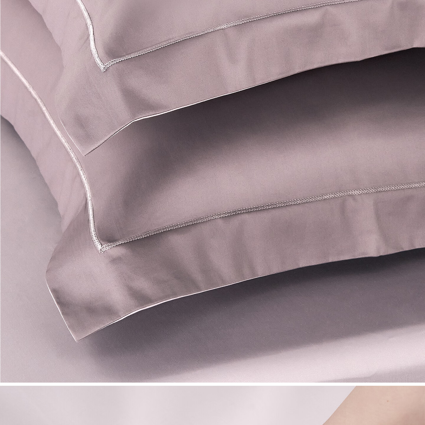 JIEBO 100-Count Long-Staple Cotton Sateen Pillowcases Pure Cotton Pillowcase Pair AB Version Design 48x74cm 5