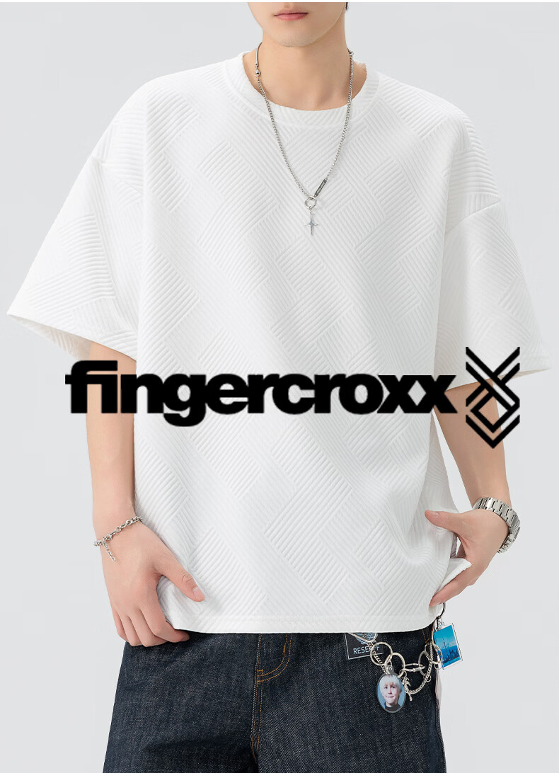 Fingercroxx IT Men's Summer Casual Basic Cotton T-Shirt, Trendy Loose Fit Short Sleeve Crew Neck Top, White, M 4