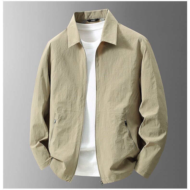 Luozi High-End Men's Sun Protection Jacket, Summer Ice Silk New Style Lightweight Casual Sun Protection Coat, Khaki Color, Size 170 20