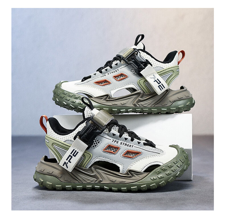 7-PE Boys' Sandals 2026 Summer New Outdoor Breathable Closed-Toe Soft Sole Kids' Sports Creek Shoes for Big Boys 16