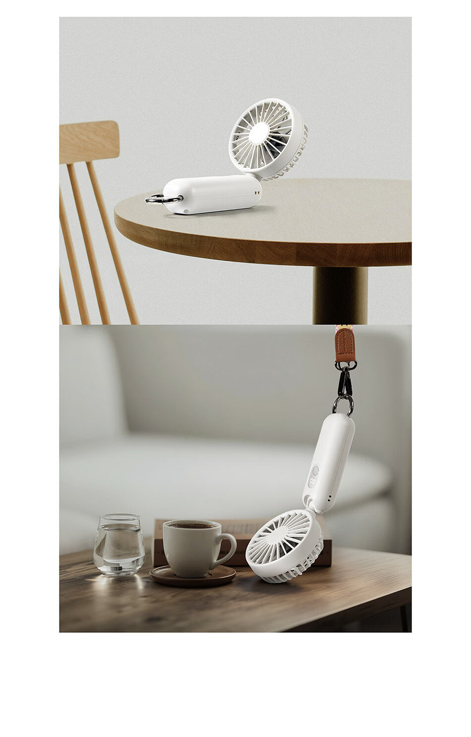 RHYTHM Japan Ultra-Quiet Handheld Fan Office Desktop Portable USB Rechargeable Long Battery Life Neck Hanging Mini Cooling Fan 9ZFA44DL13 Light Green 3