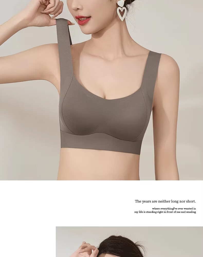 Ordifen Women's Sports Seamless Foundation Small Bust Push-Up Lifting Anti-Sagging Side Breast Gathering Back Support Vest Bra 20
