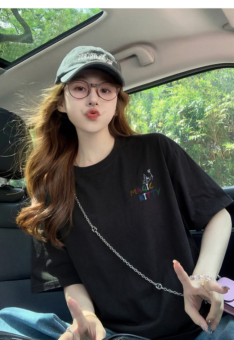 TonLion 2026 Summer Women's Cartoon Print Front and Back Short Sleeve T-Shirt Casual Versatile Fashion High-End Women's Tee 12