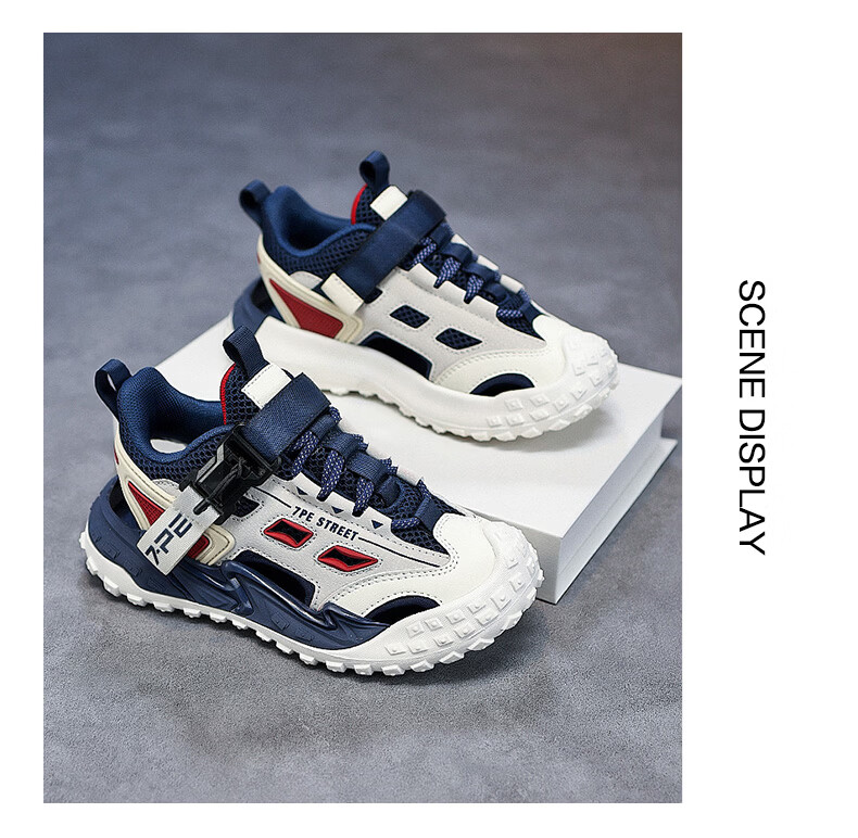 7-PE Boys' Sandals 2026 Summer New Outdoor Breathable Closed-Toe Soft Sole Kids' Sports Creek Shoes for Big Boys 11