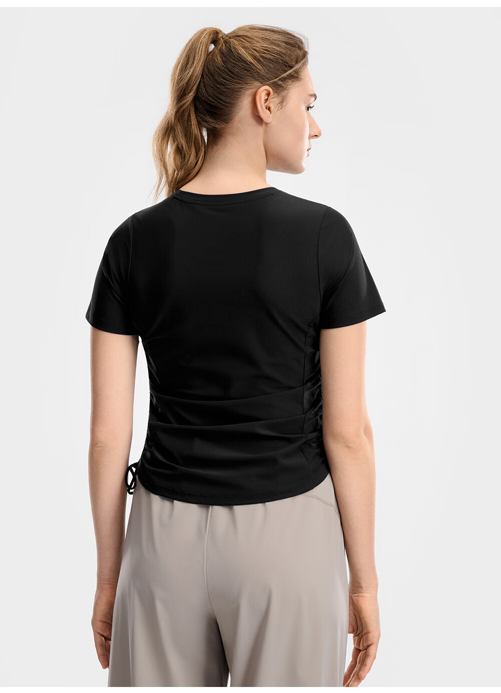 FILA Official Women's Knitted Short Sleeve Shirt 2026 Summer New Fitness Sports Patchwork Crew Neck Black T-Shirt 6