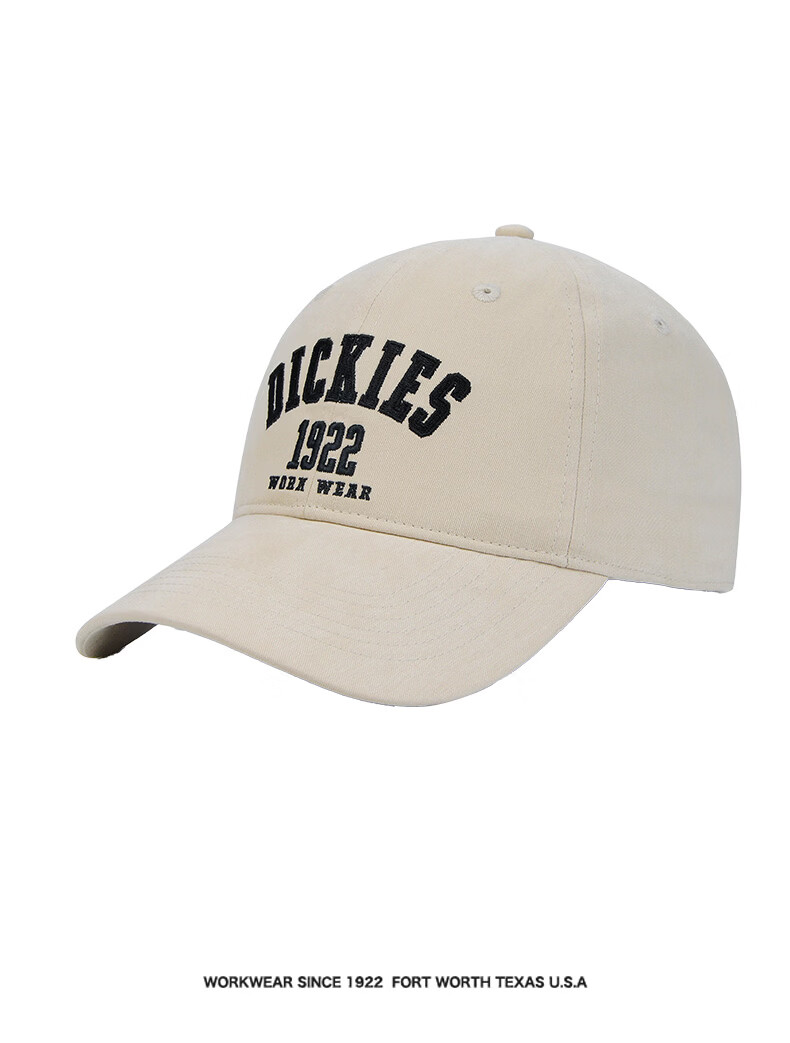 Dickies Women's Slim Face Baseball Cap Large Head Circumference Deep Embroidery New Wide Brim Men's Duckbill Hat Light Beige 20