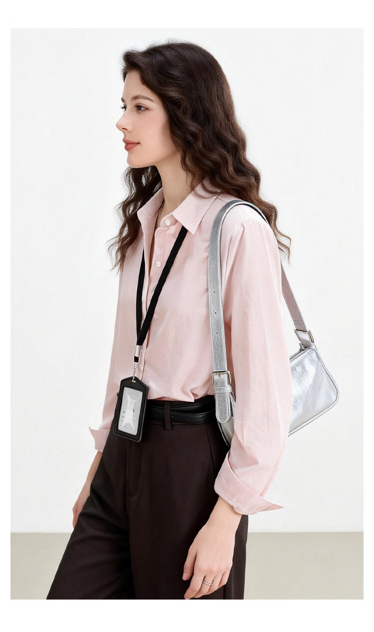 ENC Korean Style Long Sleeve Elegant Light Pink Shirt Youthful Loose Fit Niche Design Commuter Business Top 9