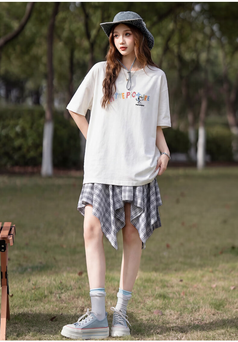 TonLion 2025 Summer Women's Letter Print Short Sleeve T-Shirt [Snoopy Collaboration] 7