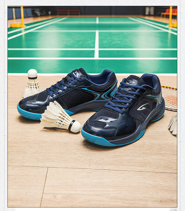 Dareway Unisex Badminton Shoes Shock Absorption Comfortable Stable Support Breathable Competition Training Sports Shoes White Lake Blue Size 45 17