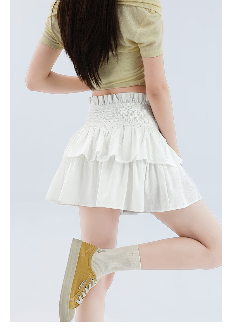 Langsha Ballet Short Skirt Women's Summer New Elastic Waist A-Line Pleated Lace Ruffled Puff Skirt Fashion Sweet Style 15