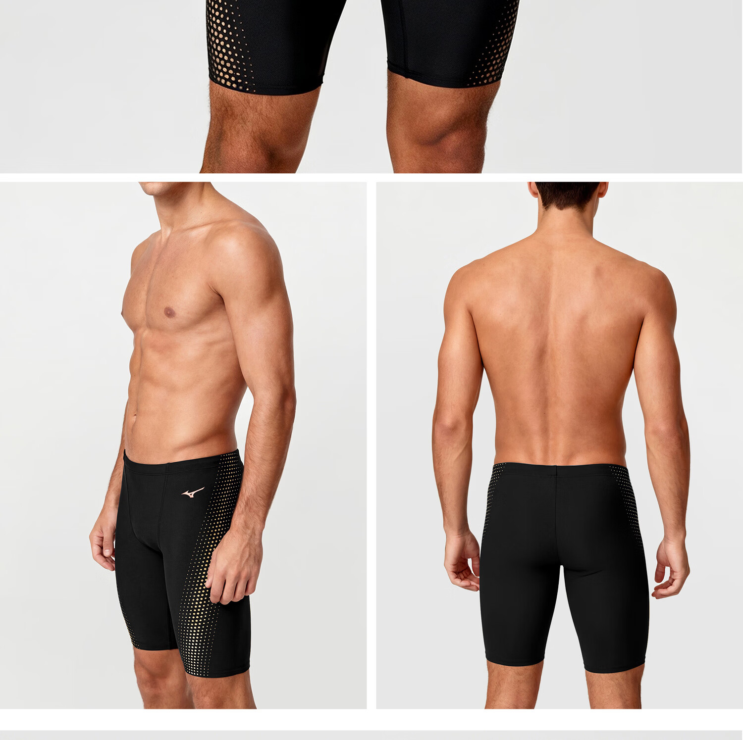 MIZUNO Men's Swim Trunks, Anti-Embarrassment, Large Size, Long Style, Knee-Length, Professional Quick-Dry Chlorine-Resistant Swimwear, Equipment B1127 Black 2XL 36