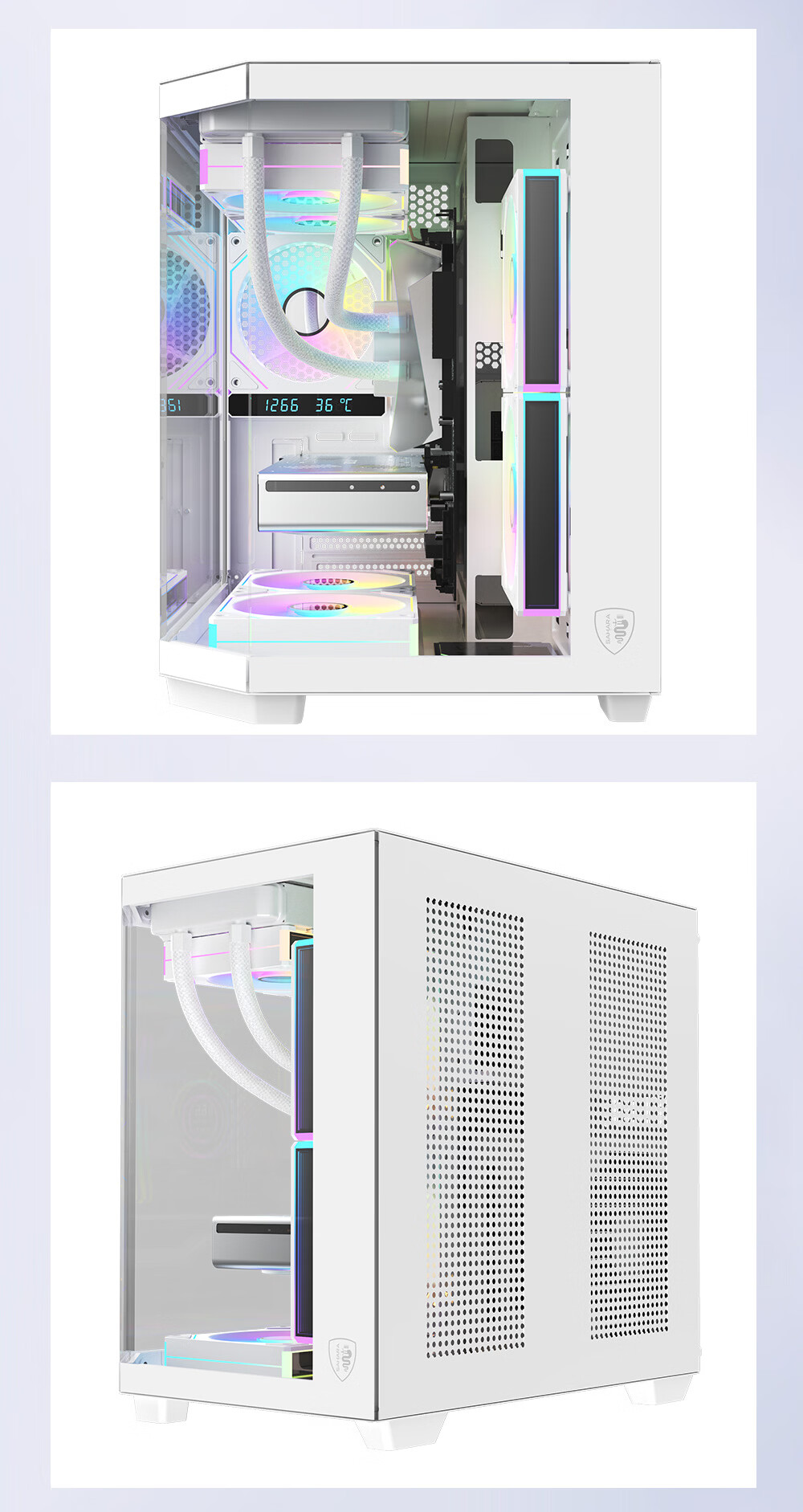 SAHARA Space Capsule 6 Seaview White Gaming Office Desktop PC Case with Side Window, Triple Glass Support, MATX, 240mm Water Cooling, 7 Fan Slots 11