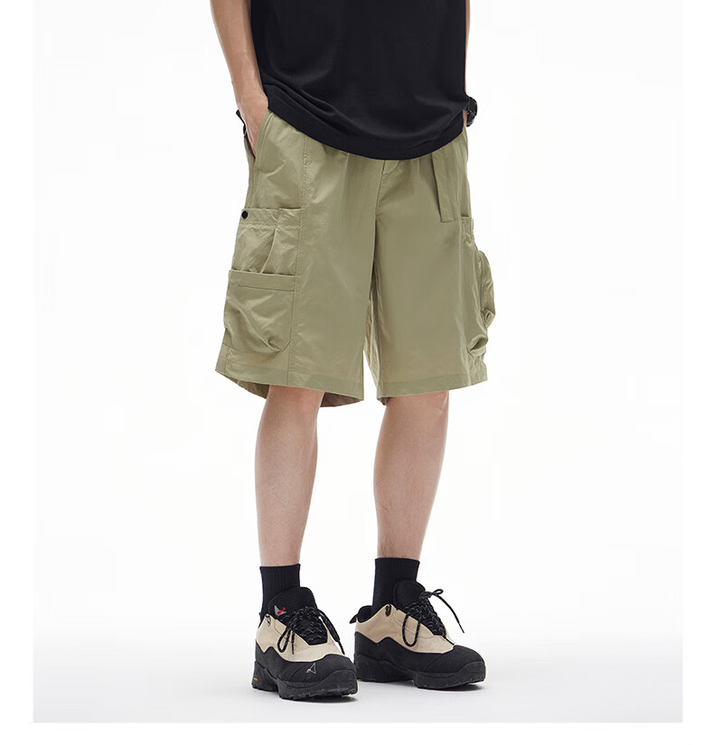 Fingercroxx IT Quick-Dry Work Shorts Men 2026 Summer Thin Loose Fit Casual Five-Point Pants Apricot M 14