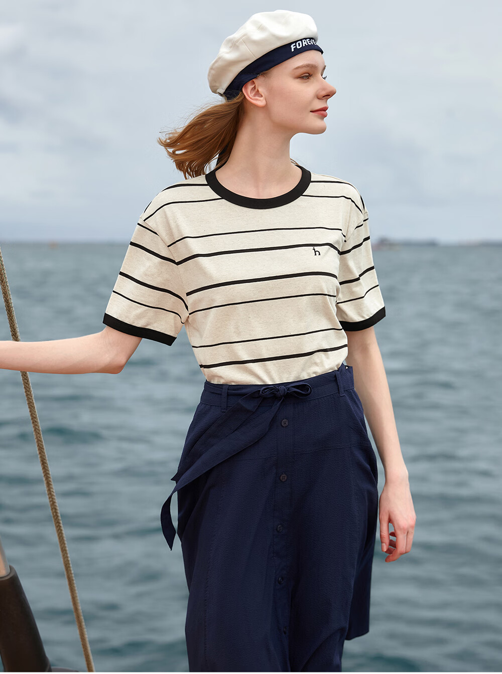 HAZZYS Women's Summer Striped Casual Loose T-Shirt ASTSE0CBE70 2