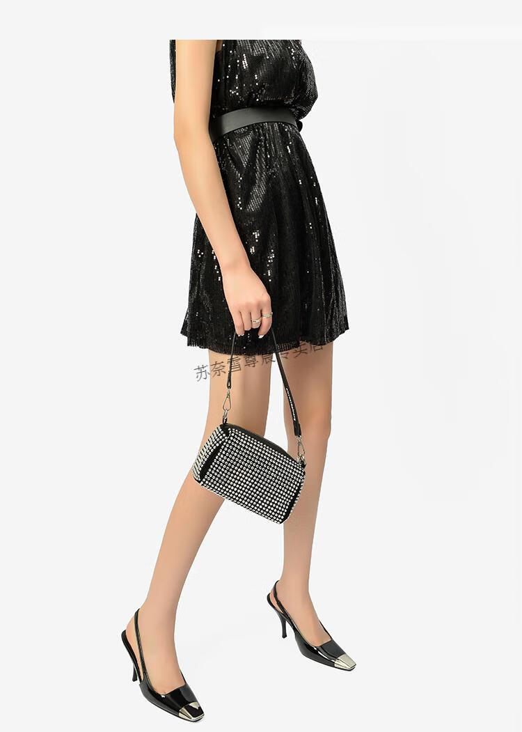 支持国货rose朴彩英高跟鞋女漆皮黑色铁头女鞋细跟性感小方头包头凉鞋