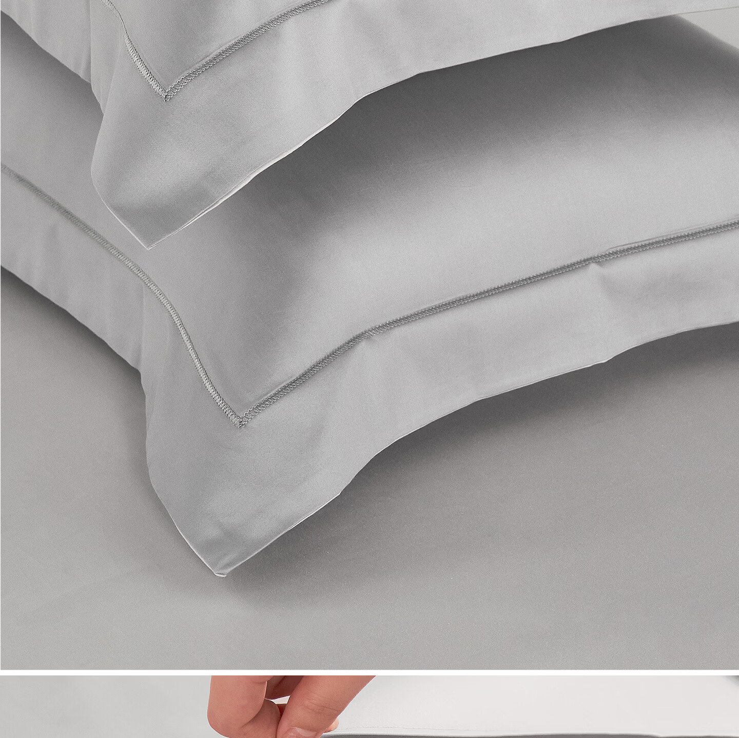 JIEBO 100-Count Long-Staple Cotton Sateen Pillowcases Pure Cotton Pillowcase Pair AB Version Design 48x74cm 4