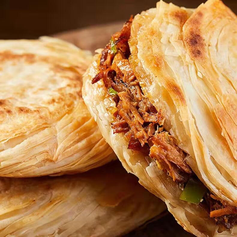 潼关100g肉夹馍饼胚冷冻半成品家庭商用装千层饼方便手工面食烧饼