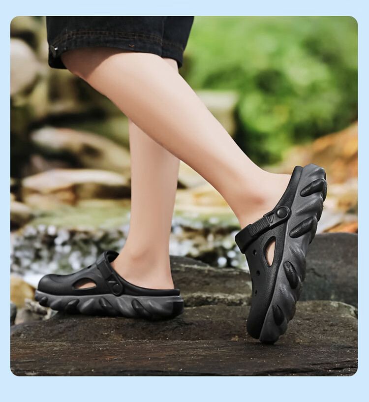 CARTELO Summer Men's Casual Outdoor Sandals New Hollow Sports Beach Shoes JS02 Black Size 44-45 23