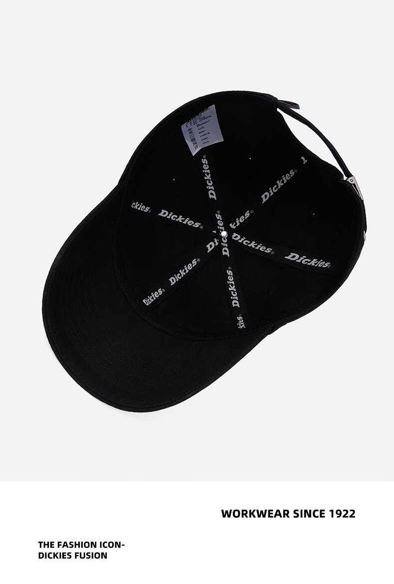 Dickies American Letter Embroidered Baseball Cap Unisex Slim Face Soft Top Sunshade Visor Hat Black 9