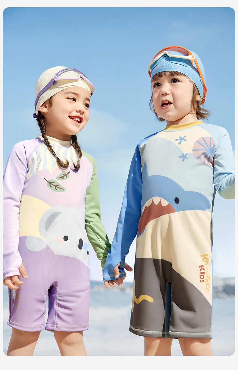 Kocotree KK Tree Kids Swimsuit Original Yarn UV Protection Cartoon Long Sleeve Swimwear Reinforced Back Anti-Sunburn 25