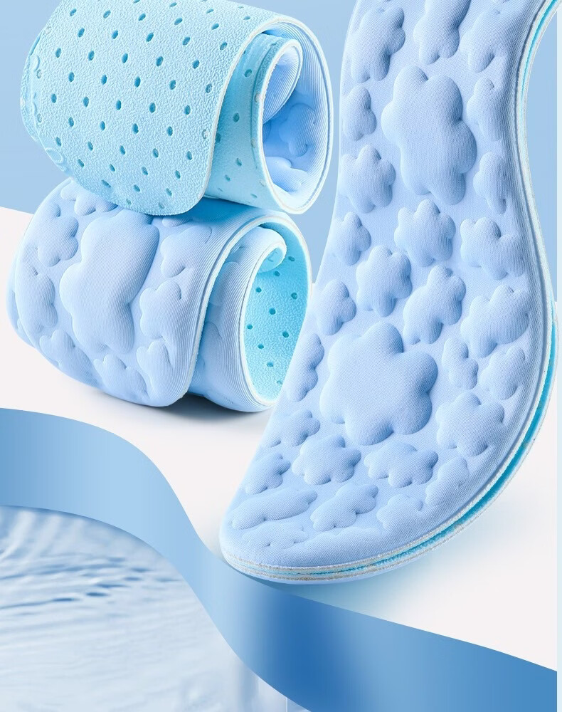 Footprint Tribe Men's Cooling Insoles Ice Silk Summer Barefoot Sweat-Absorbing Breathable Odor-Resistant Ultra-Soft [2 Pairs] Size 39-40 6