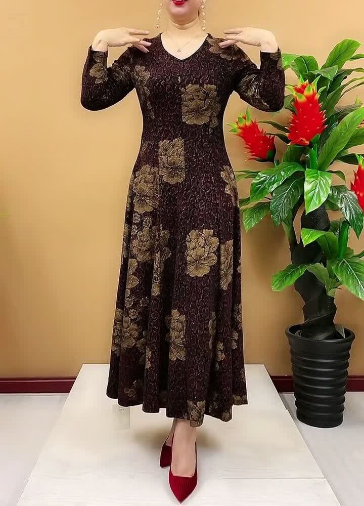 40直50岁妇女穿的莲衣裙秋冬装裙子连衣裙秋冬新款洋气妇女衣服高档40