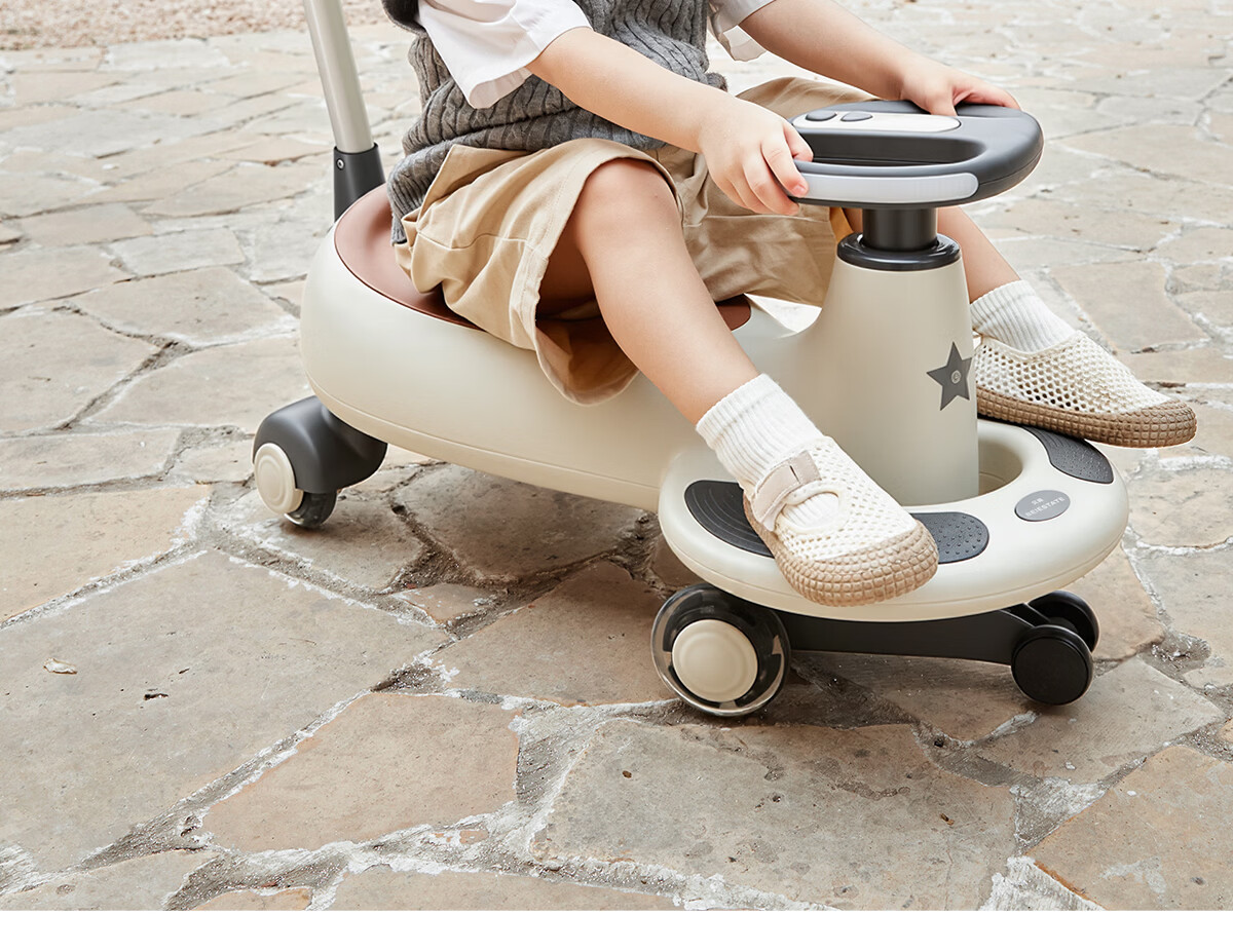 BEIESTATE Classic Twist Ride-On Car 1-6 Years Old Baby Rocking Car Adult Seat Baby Gift Sound and Light Pull Box Model Mica Gray 3