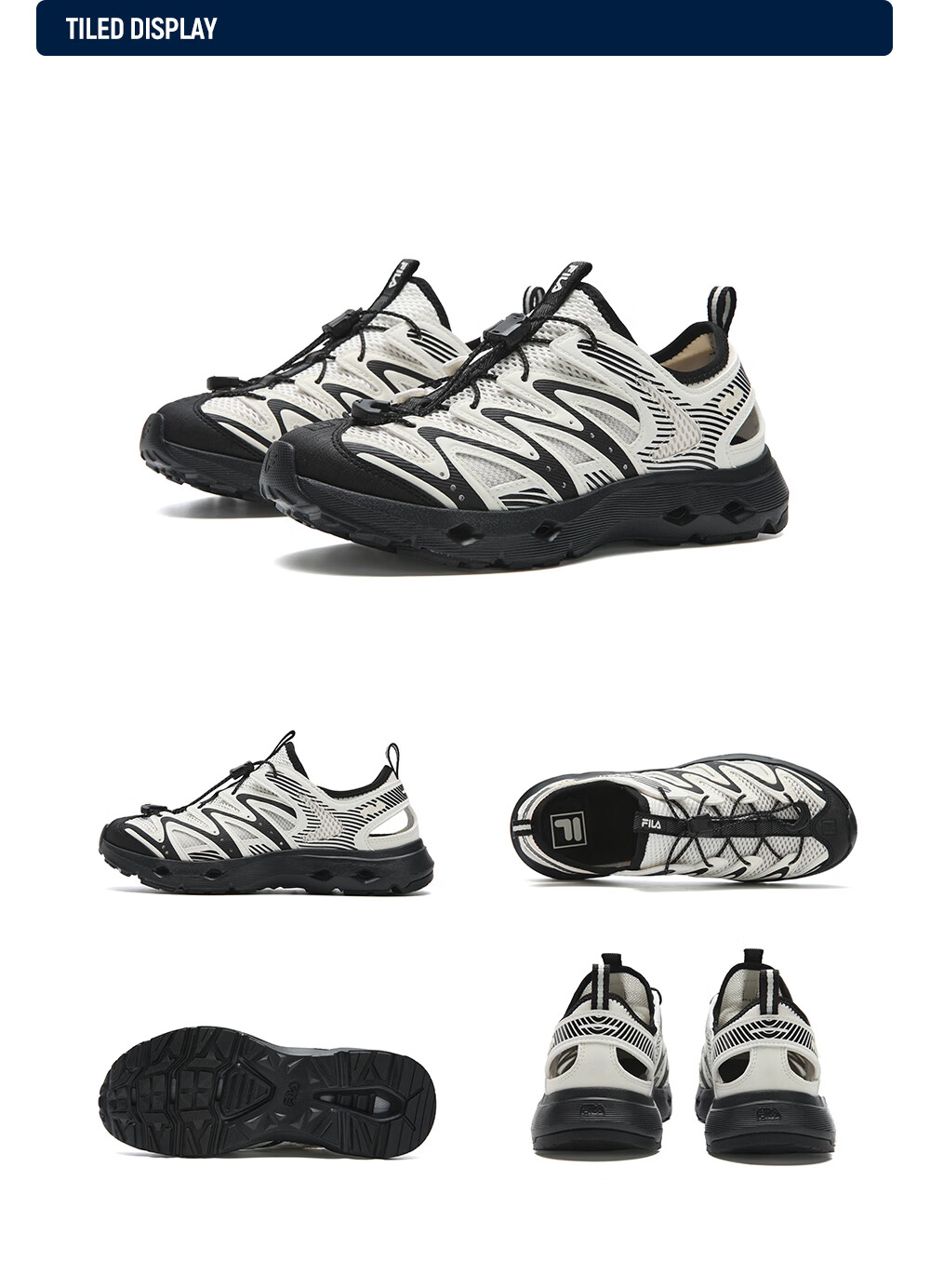 FILA Official WAVY 1+ Women's Wave Creek Sandals 2026 Summer Breathable Casual Shoes 23