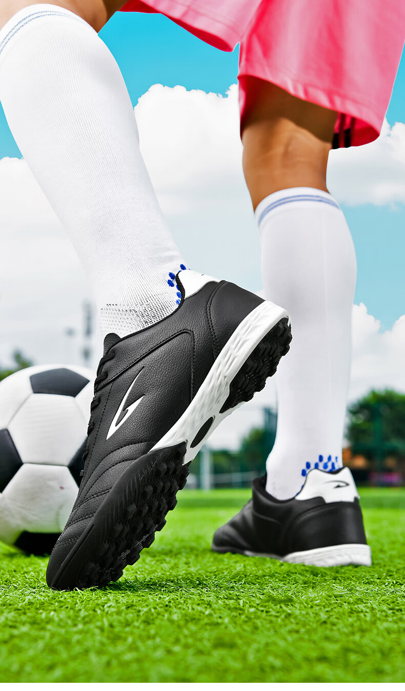 Delhui Football Shoes TF Turf Studs Unisex Youth Adult Non-Slip Wear-Resistant Soccer Cleats White Black Size 38 8