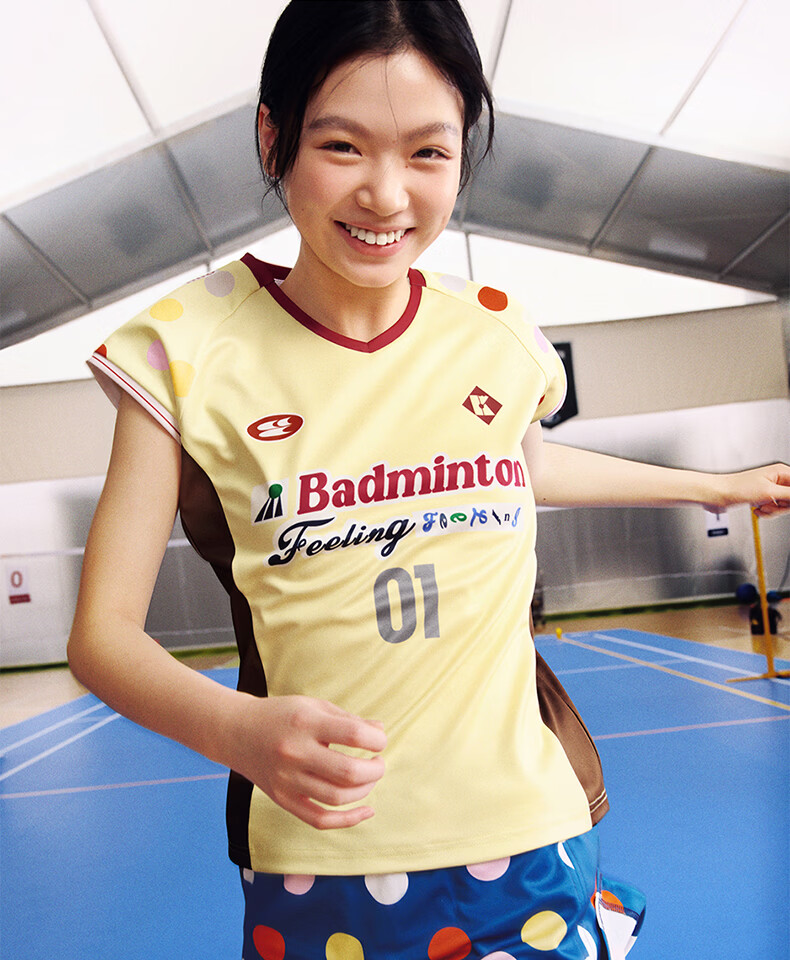 KUMPOO (KUMPOU) Badminton Shirt for Women, Short-Sleeved Quick-Dry Sports Jersey, Collaboration with Crying Center, Competition Uniform ACT261608-Blue 2XL 25