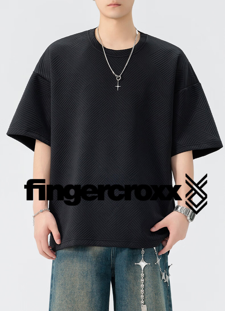 Fingercroxx IT Men's Summer Casual Basic Cotton T-Shirt, Trendy Loose Fit Short Sleeve Crew Neck Top, White, M 6