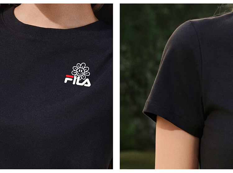 FILA Official Women's Knitted Short Sleeve Shirt 2026 Summer Casual Slim Fit Cool Cotton Cropped T-Shirt 25