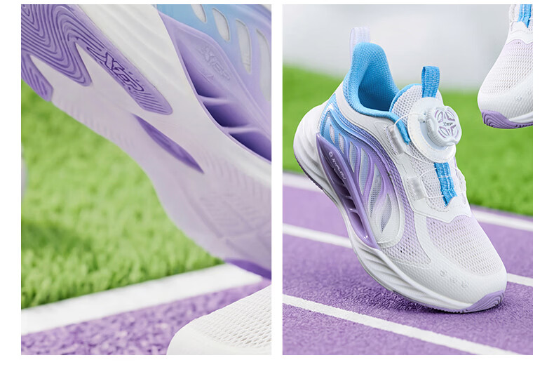 XTEP Kids Hydrogen Wind 8 Protective Running Shoes Girls Breathable Rotary Button Technology Sports Shoes Navy Purple Size 31 3