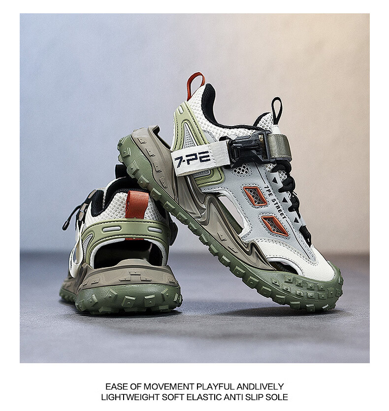 7-PE Boys' Sandals 2026 Summer New Outdoor Breathable Closed-Toe Soft Sole Kids' Sports Creek Shoes for Big Boys 18