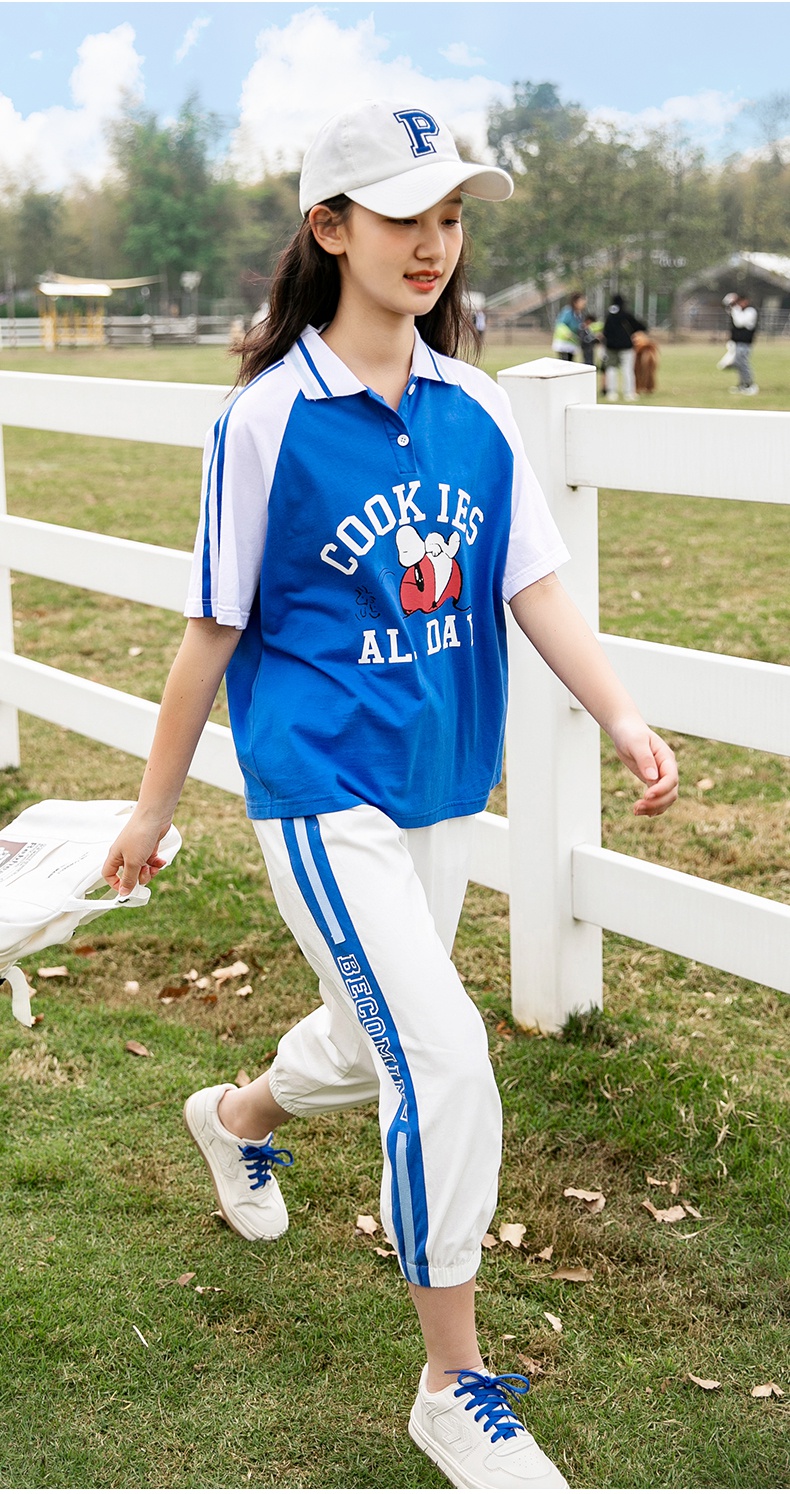 紫洛妮高中学生短袖t恤女宽松短款2022夏季初中生少女